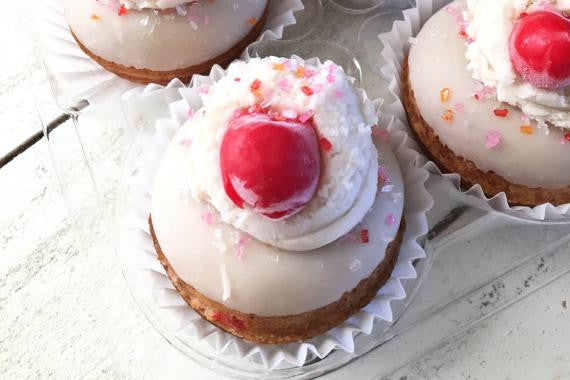 Vegan Cherry Chip Mini Cake Donuts