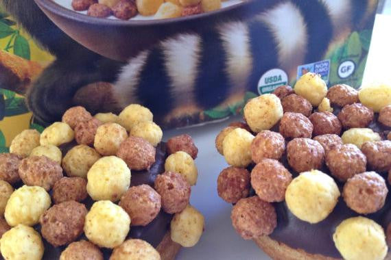 Vegan Peanut Butter Cereal Dipped Mini Cake Donuts